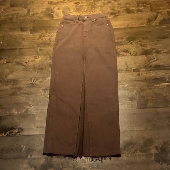 PAIGE Dark Brown Denim Skirt Size 23 - Picture 9 of 9